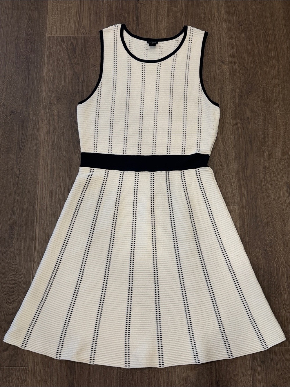 Ann Taylor Cream Mini Dress with Black Trim Size XL